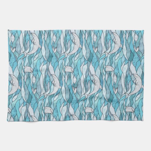 Blaue Ozeanklumpen Geschirrtuch (Horizontal)