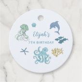 Blaue Ozeankreatur Geburtstagspartei Geschenkanhänger (Vorderseite)