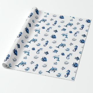 Blaue Ozeankreaturen von Wedgewood! Geschenkpapier
