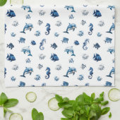 Blaue Ozeankreaturen von Wedgewood! Geschirrtuch (Gefaltet)