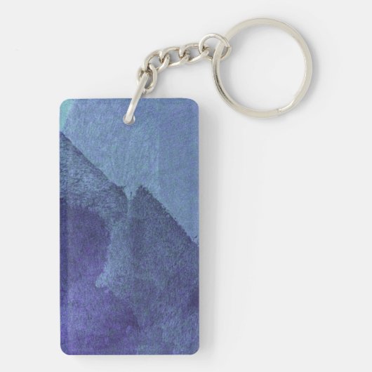 Blaue Ozeannatur abstrakte Malkunst Schlüsselanhänger (Rückseite)