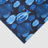 Blaue Ozeanriff Wasserfarbenmuster Seidenpapier (Ausschnitt)