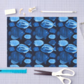 Blaue Ozeanriff Wasserfarbenmuster Seidenpapier (Handwerk)