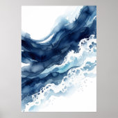 Blaue Ozeanwelle Abstrakter Poster (Vorne)