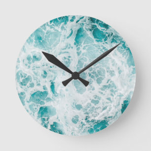 Blaue Ozeanwelle Acryl-Wanduhr Runde Wanduhr