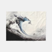 Blaue Ozeanwelle Fleecedecke (Vorderseite (Horizontal))