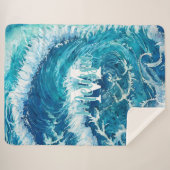 Blaue Ozeanwelle II Sherpadecke (Vorderseite (Horizontal))