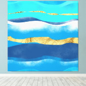 Blaue Ozeanwelle Moderne Familiendekoration Leinwanddruck (Insitu (Holzboden))