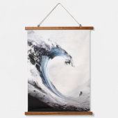 Blaue Ozeanwelle Wandteppich Mit Holzrahmen (Vorderseite)