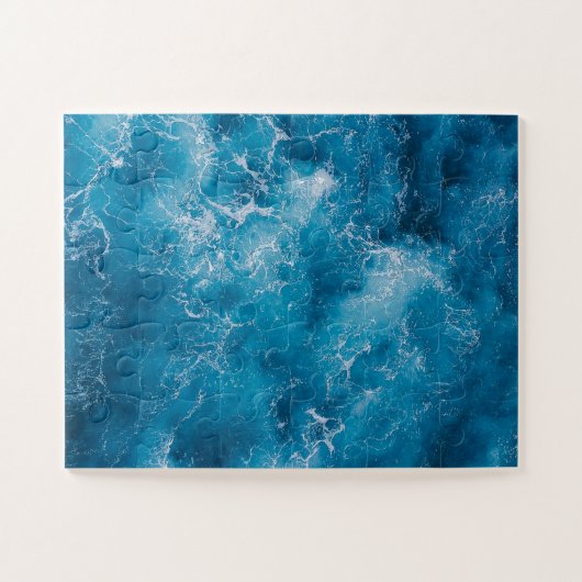 Blaue Ozeanwellen abstürzen Puzzle (Horizontal)