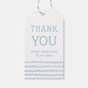 Blaue Ozeanwellen Danke zum Kindergeburtstag Geschenkanhänger