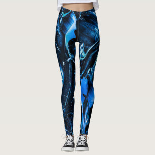 Blaue Ozeanwellen, dunkelblau Abstrakt Leggings