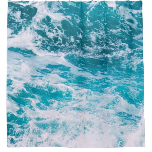 Blaue Ozeanwellen Duschvorhang (Vorderseite)