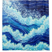 Blaue Ozeanwellen Duschvorhang (Vorderseite)