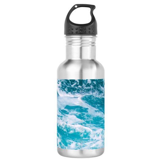 Blaue Ozeanwellen Edelstahlflasche (Vorderseite)