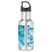 Blaue Ozeanwellen Edelstahlflasche (Rückseite)