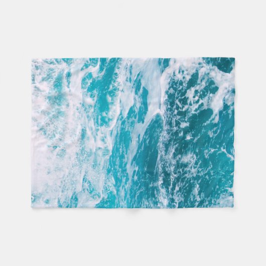 Blaue Ozeanwellen Fleecedecke (Vorderseite (Horizontal))