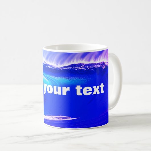 Blaue Ozeanwellen fügen Ihrem Text rosa Wasser ai Kaffeetasse (VorderseiteRechts)