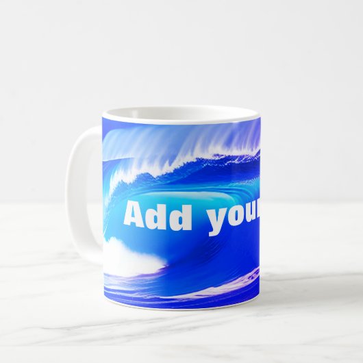 Blaue Ozeanwellen fügen Ihrem Text rosa Wasser ai Kaffeetasse (Vorderseite Links)