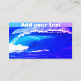 Blaue Ozeanwellen fügen Ihren Text rosa Wasser KI Visitenkarte