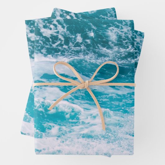 Blaue Ozeanwellen Geschenkpapier Set (Beispiel)