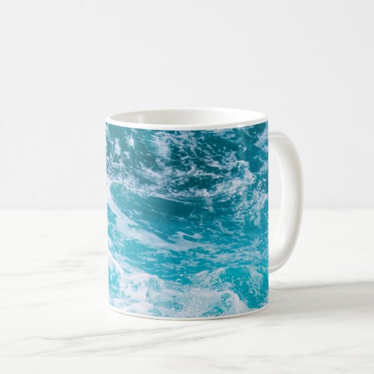 Blaue Ozeanwellen Kaffeetasse (VorderseiteRechts)