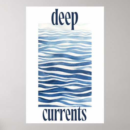 Blaue Ozeanwellen-Kunstposter Abstrakte Küstenwand Poster (Vorne)