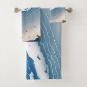 Blaue Ozeanwellen Leinwandkunst Badhandtuch Set (Insitu)