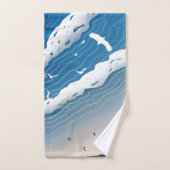Blaue Ozeanwellen Leinwandkunst Badhandtuch Set (Handtuch)
