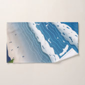 Blaue Ozeanwellen Leinwandkunst Badhandtuch Set (Handtuch)