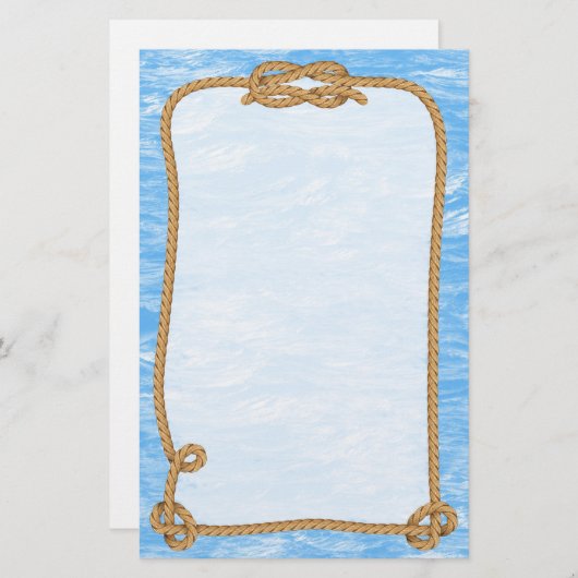 Blaue Ozeanwellen mit der Grenze zum Außen Briefpapier (Vorne/Hinten)