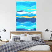 Blaue Ozeanwellen Moderne Abstrakte Seascape Leinwanddruck (Insitu (Schlafzimmer))