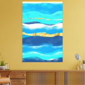 Blaue Ozeanwellen Moderne Abstrakte Seascape Leinwanddruck (Insitu (Wohnzimmer))