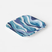Blaue Ozeanwellen | Moderne, einfache Wasserfarbe Pappteller (Gewinkelt)