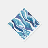 Blaue Ozeanwellen | Moderne, einfache Wasserfarbe Serviette (Ecke)