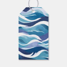Blaue Ozeanwellen | Moderne schlichte Wasserfarbe