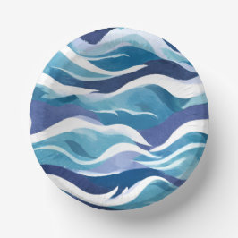 Blaue Ozeanwellen | Moderne Simplistische Aquarell Pappteller
