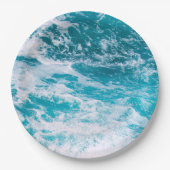 Blaue Ozeanwellen Pappteller (Vorderseite)