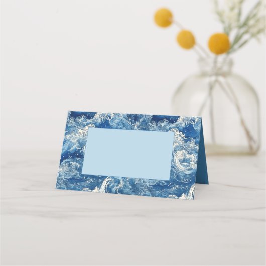 Blaue Ozeanwellen Platzkarte (Rückseite)