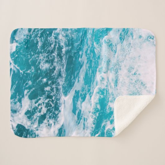 Blaue Ozeanwellen Sherpadecke (Vorderseite (Horizontal))