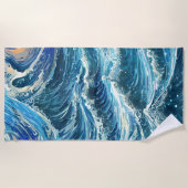 Blaue Ozeanwellen Strandtuch (Vorderseite)