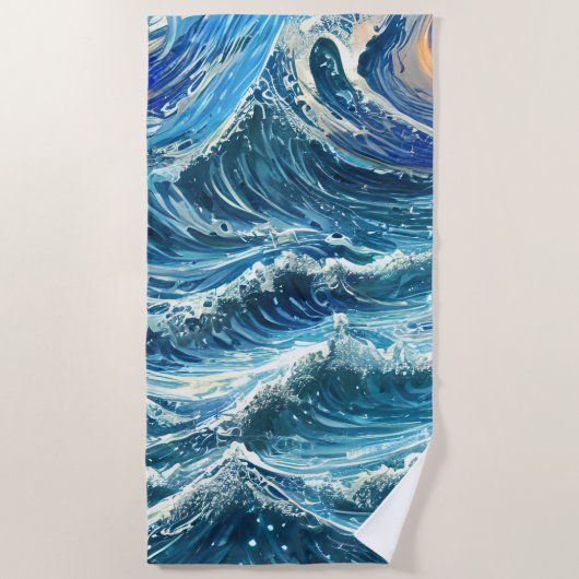 Blaue Ozeanwellen Strandtuch (Vorderseite)