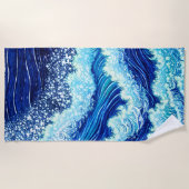 Blaue Ozeanwellen Strandtuch (Vorderseite)