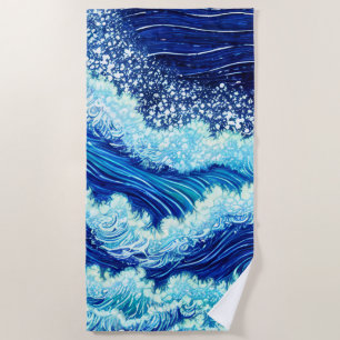 Blaue Ozeanwellen Strandtuch