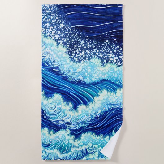 Blaue Ozeanwellen Strandtuch (Vorderseite)