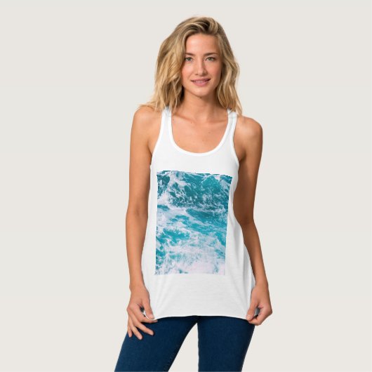 Blaue Ozeanwellen Tank Top (Vorderseite Vollansicht)