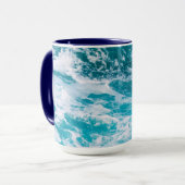 Blaue Ozeanwellen Tasse (Vorderseite Links)