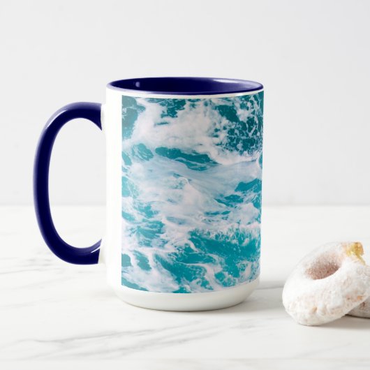 Blaue Ozeanwellen Tasse (Mit Donut)