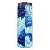 Blaue Ozeanwellen Thermosbecher (Rückseite)