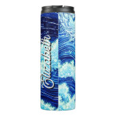 Blaue Ozeanwellen Thermosbecher (Rückseite)